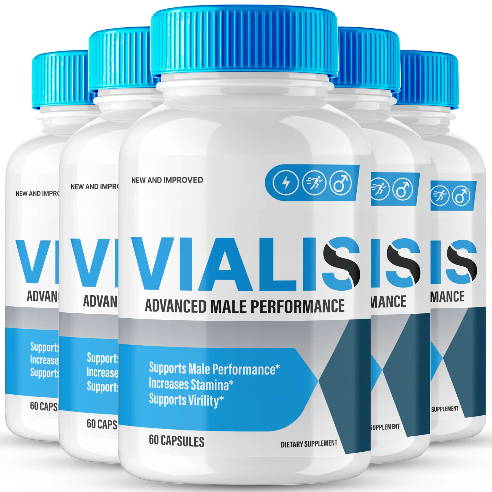 (5 Pack) Vialis Men Formula Capsules, Vialis All Natural Male Support Pills