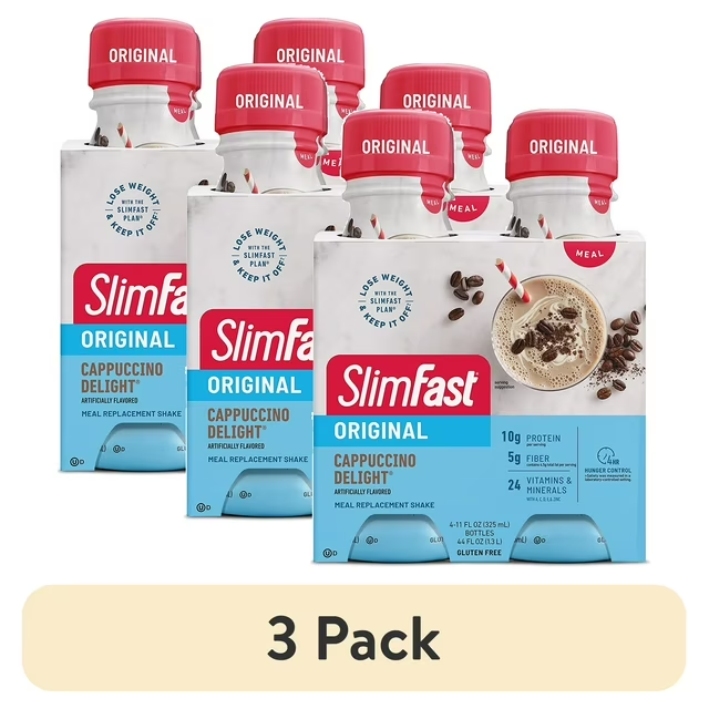 (3 pack) SlimFast Original Cappuccino Delight Meal Replacement Shakes , 4pk