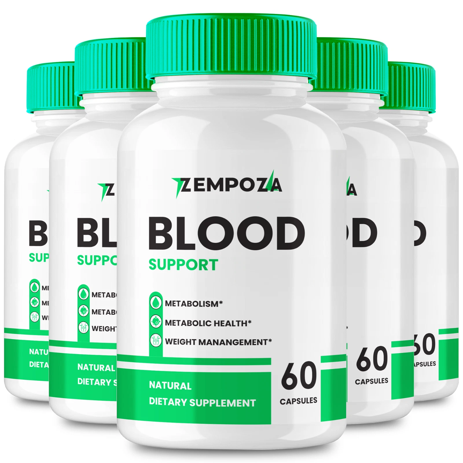(5 Pack) Zempoza Capsules, Blood Sugar Support Supplement Pills (300 Capsules)
