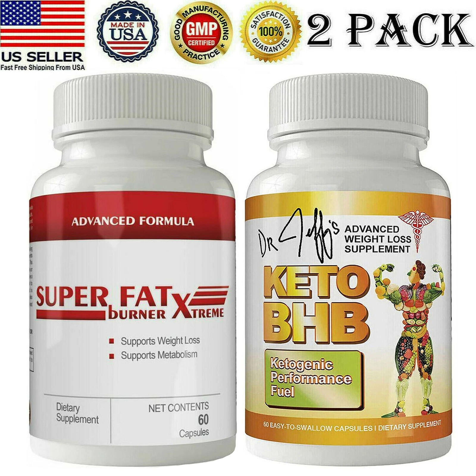 Xtreme Super Fat Burner Caps Keto BHB Diet Fat Burn Weight Loss Capsules 2 Pack