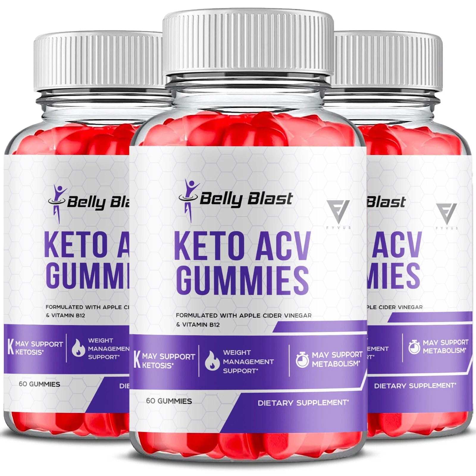 (3 Pack) Belly Blast Keto ACV Gummies Weight Loss For Men Formula (180 Gummies)