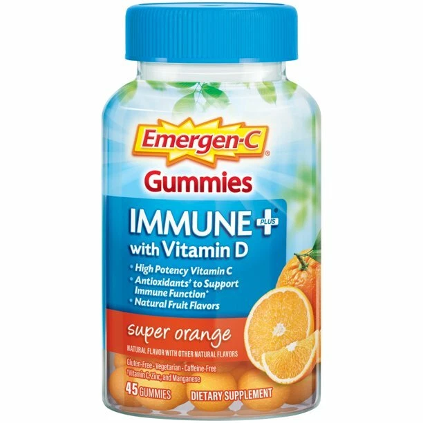 Emergen-C Immune Plus Vitamin D and C Immune Gummies- Super Orange- 45 Ct