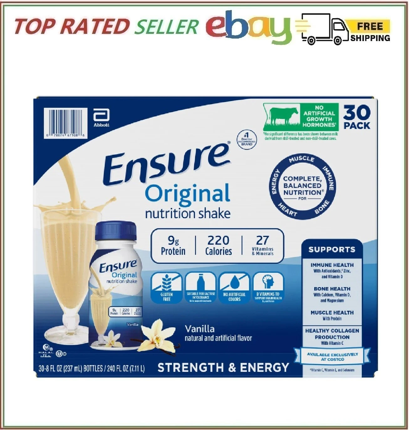 Ensure Original Nutrition Shake, 8 fl. oz, 30-pack, Vanilla