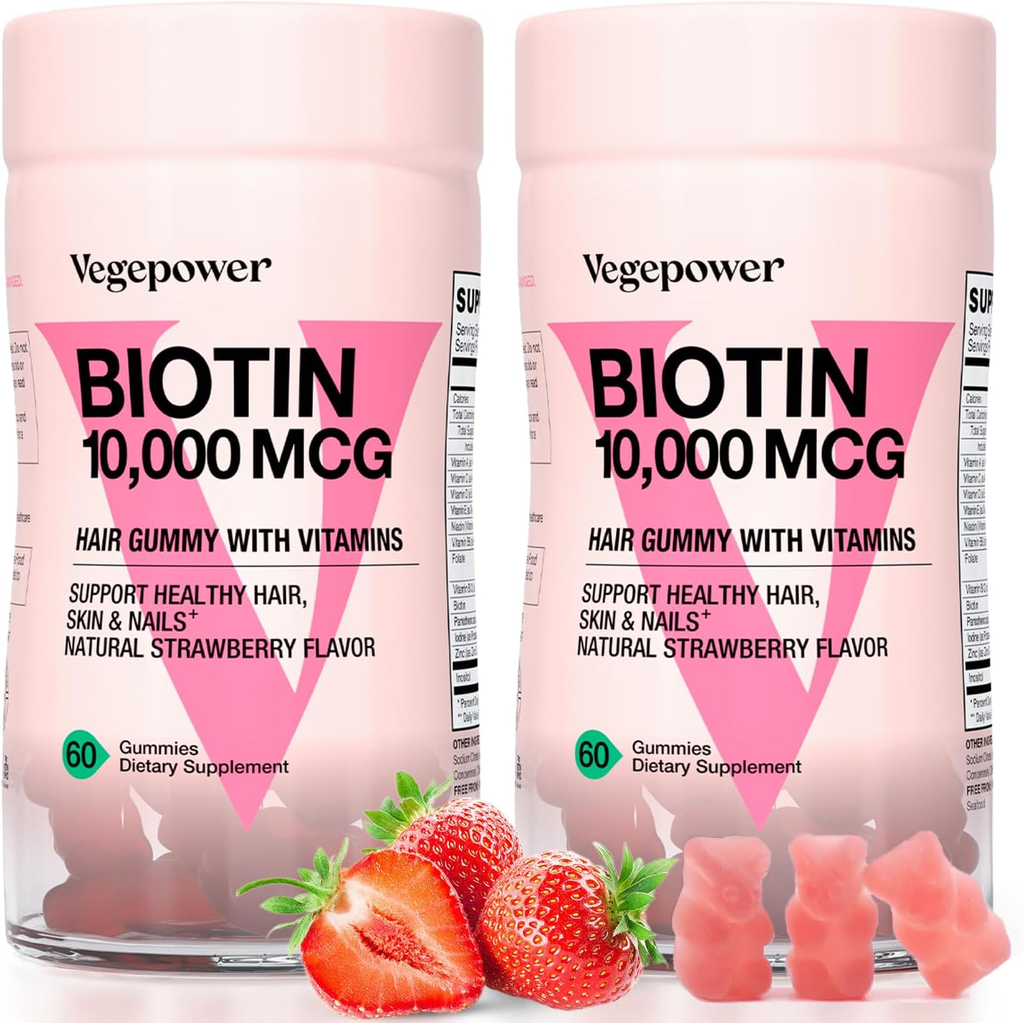 Biotin Gummies 10000Mcg Supplements - with Vitamin C, A, D, B-Complex, Folate...