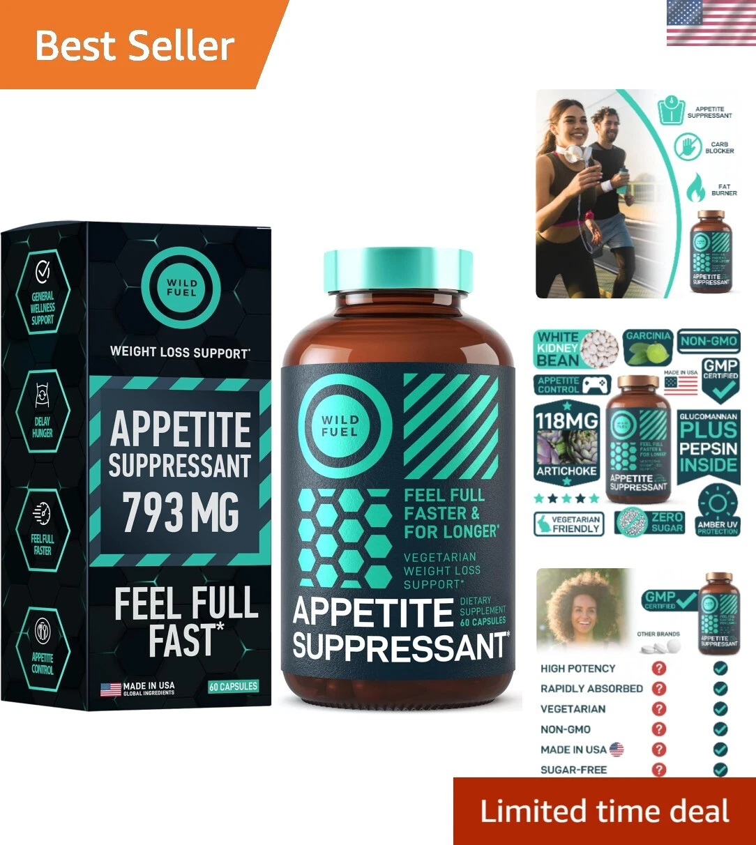 Triple-Action Weight Loss Supplement – Effective Appetite Control in 60 Capsules