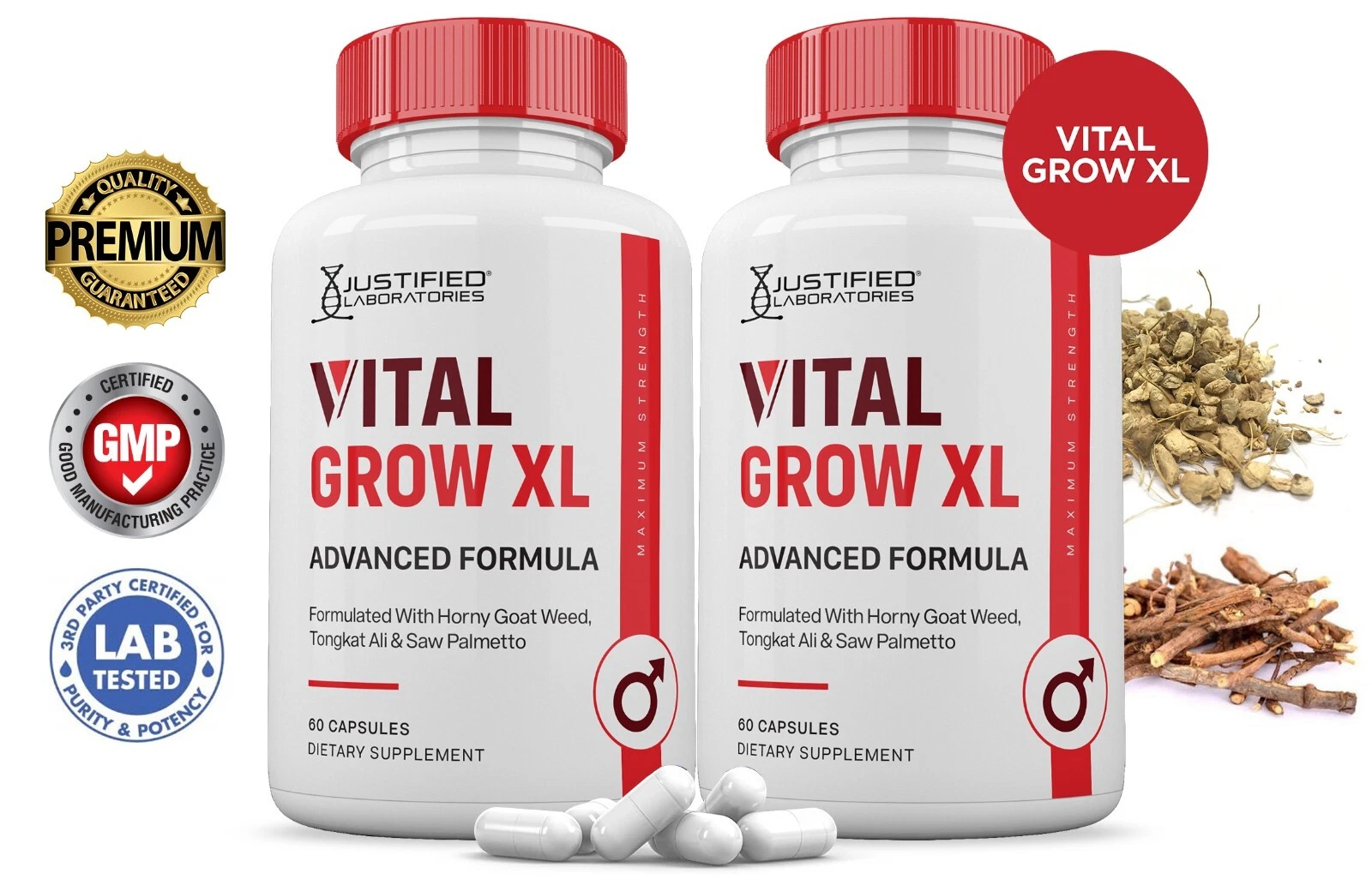VItal Grow XL for Men Advanced Formula 1484MG Pills Vitamin Supplement 2 Pack