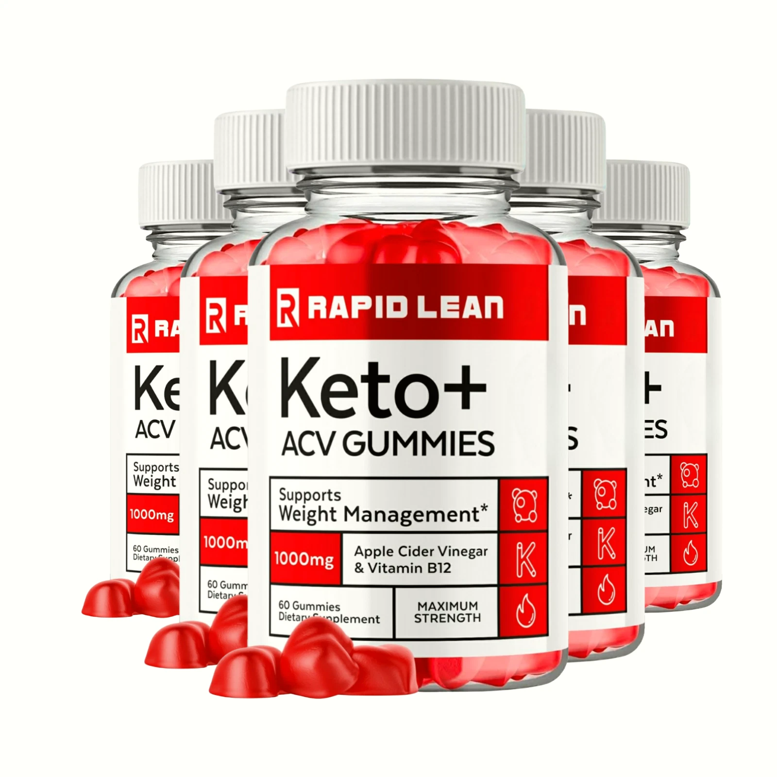 5-Pack Rapid Lean Keto ACV Gummies, Rapid Lean Gummies Weight Loss - 300 Gummies
