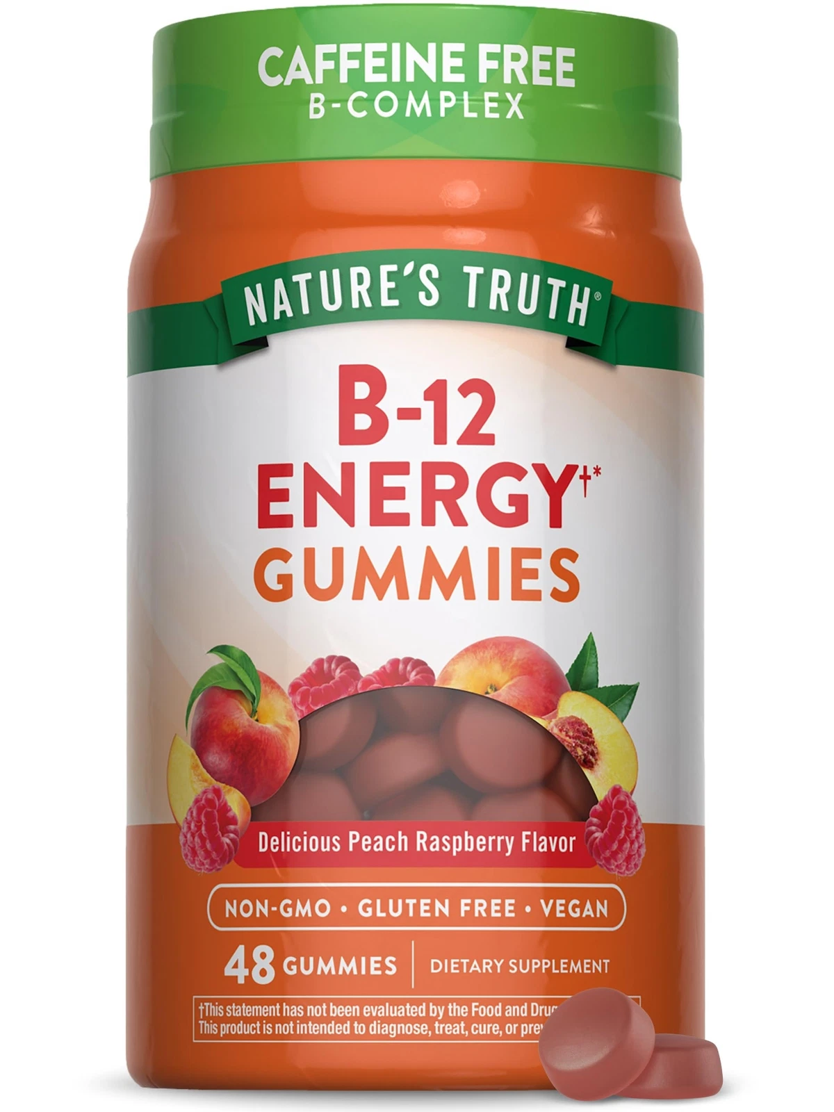 Vitamin B Support Gummies 48 Count Vegan Peach Raspberry Gluten Free