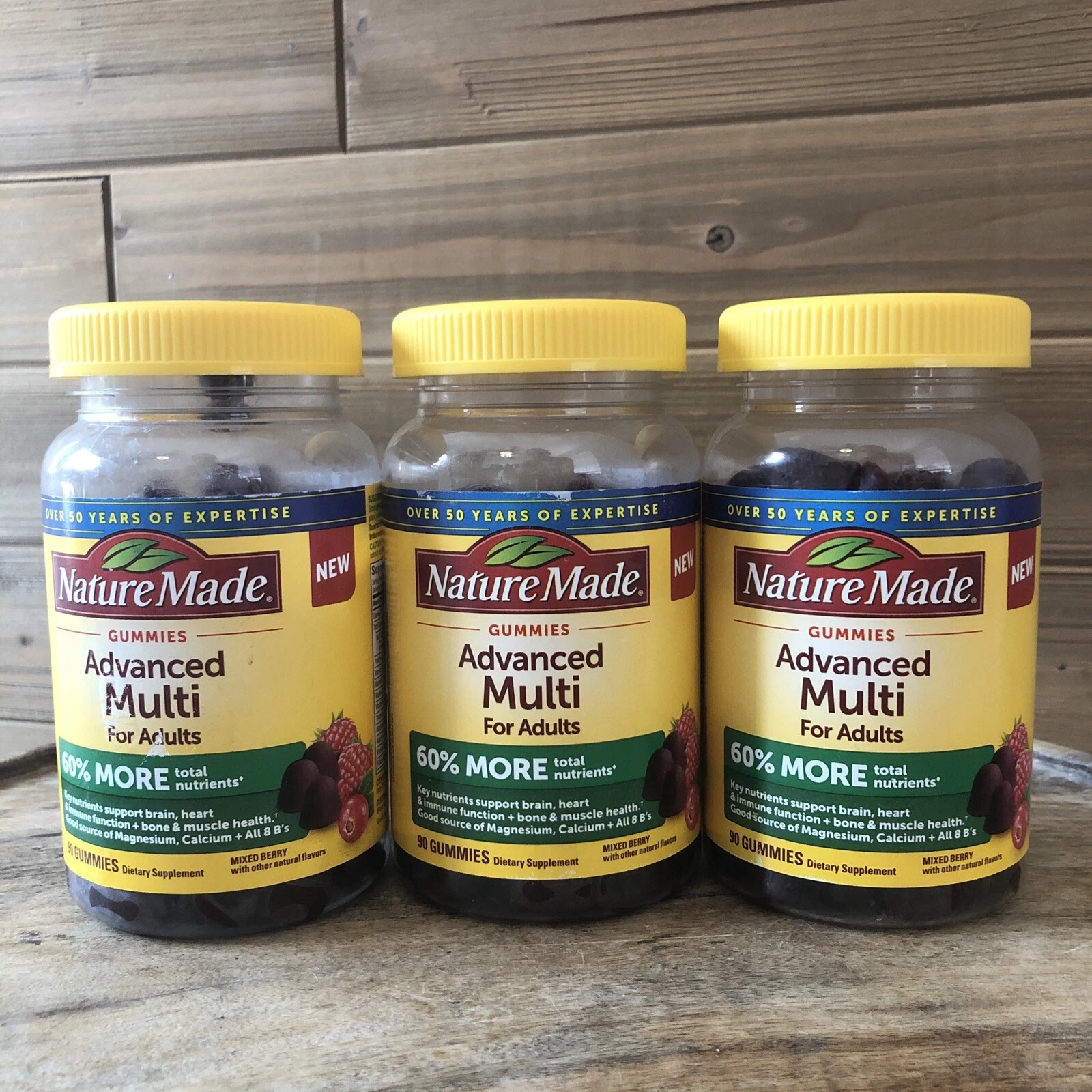 (3) Nature Made Advanced Multi for Adults - 90 Gummies Each Mixed Berry Exp 6/26