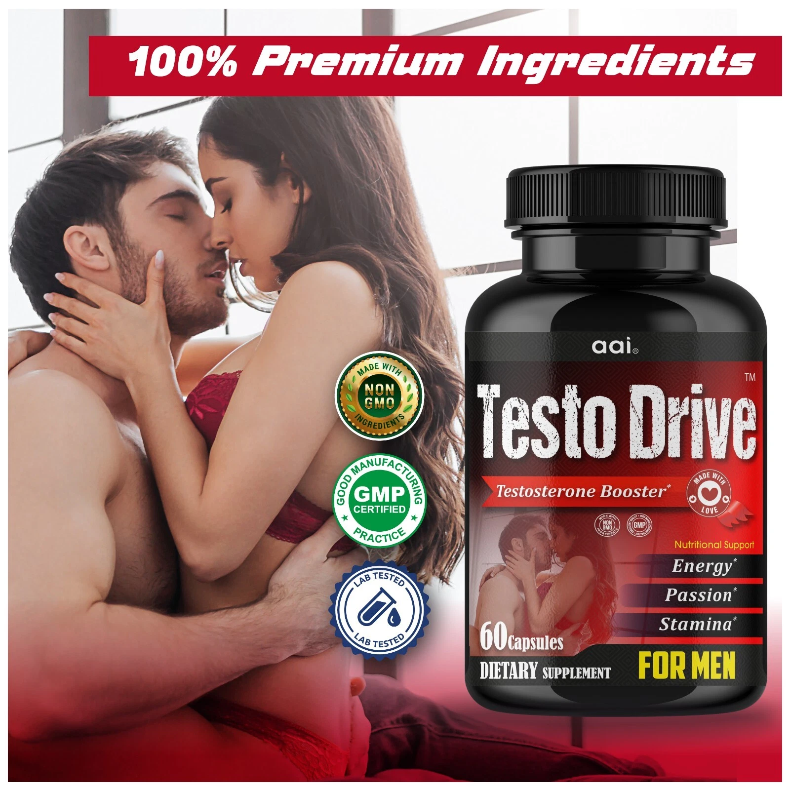 Testosterone Booster for Men, Enhancement Pills, Stamina, Libido Booster Energy