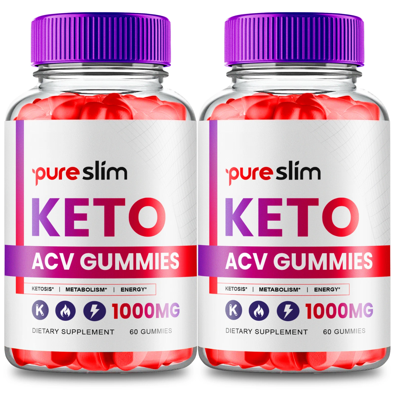 (2 Pack) Pure Slim Keto Gummies, Pureslim Keto ACV Weight Loss (120 Gummies)