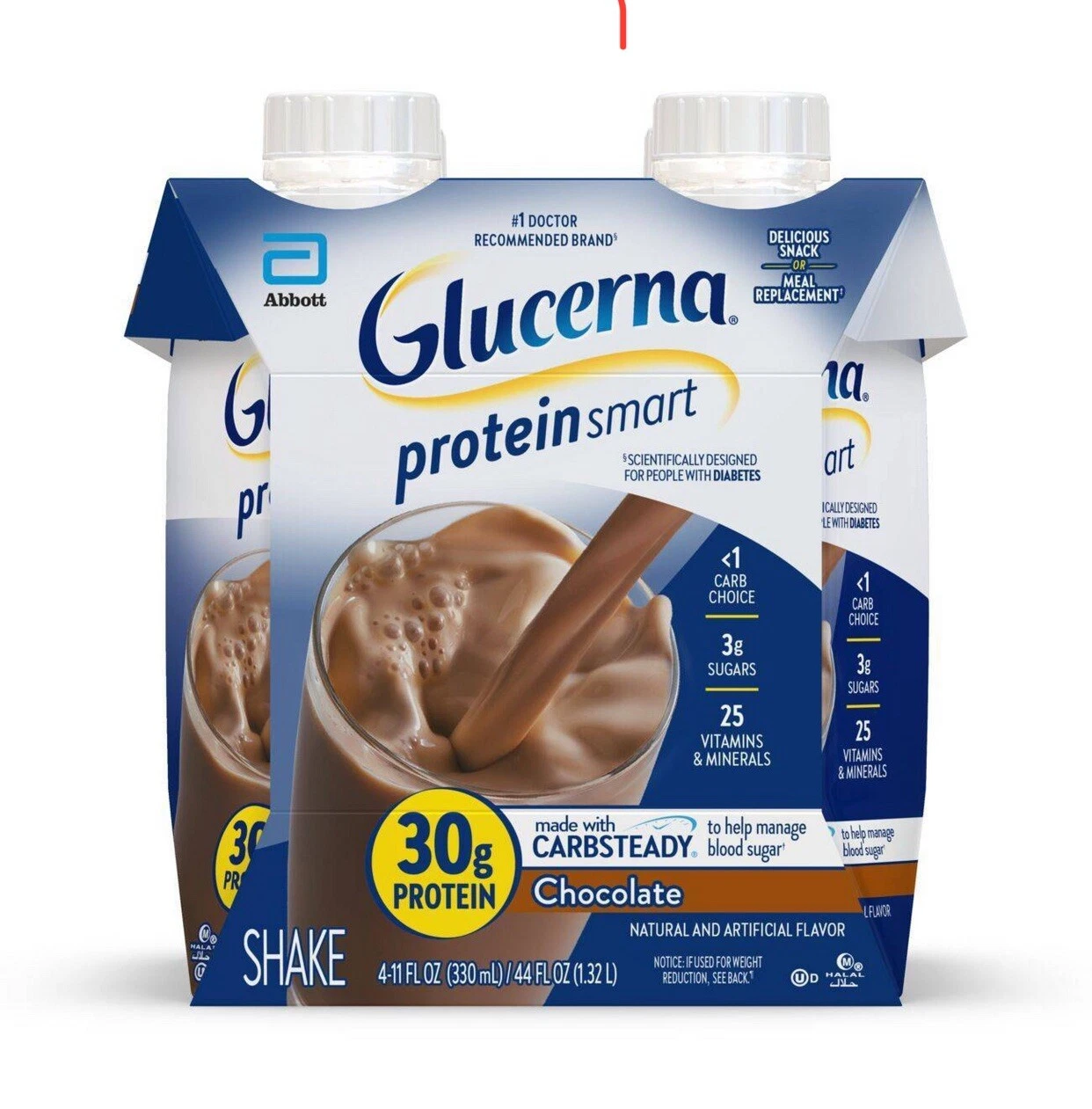 Glucerna Protein Smart Shake, Chocolate, 11 fl.oz. Bottle, 16 Ct.