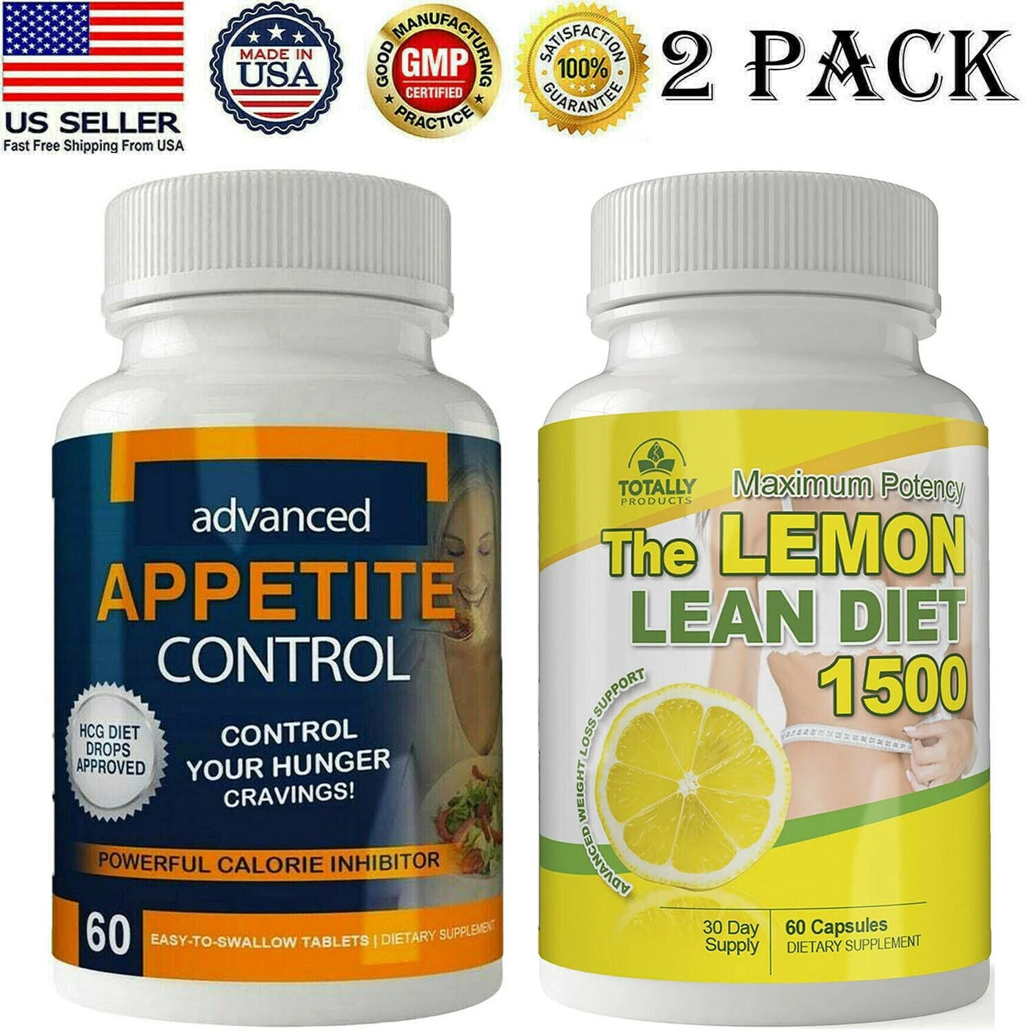 Appetite Control & Lemon Lean Supports Weight Loss Body Fat Burn Diet Capsules