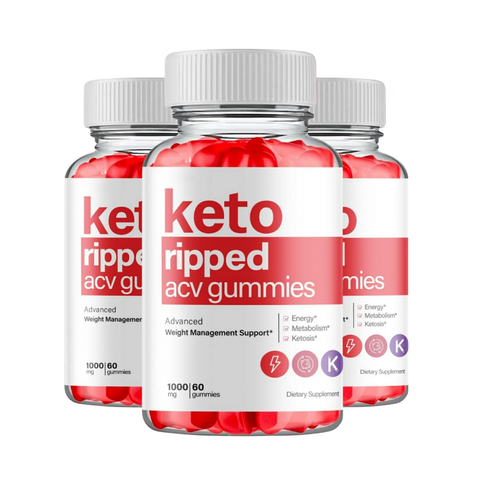 3-Pack Keto Ripped Gummies, KetoRipped Keto ACV Gummies Weight Loss -180 Gummies