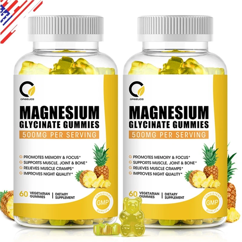 2Pack Magnesium Glycinate Gummies 500mg, High Potency, Memory&Focus Support