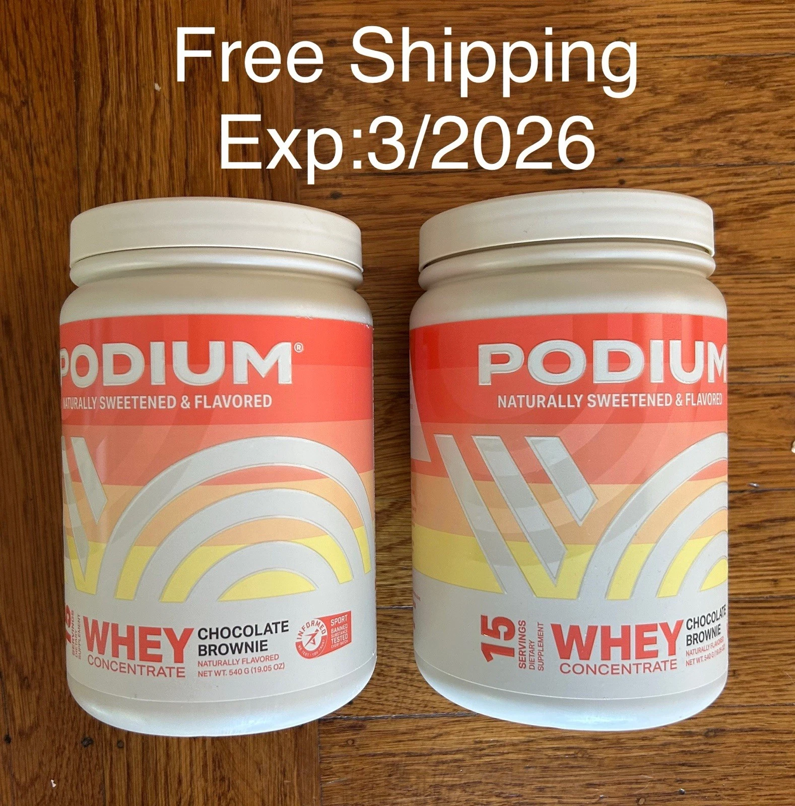 2-Podium Nutrition Whey 22g Protein Powder Chocolate Brownie 15srv 540g FreeShip