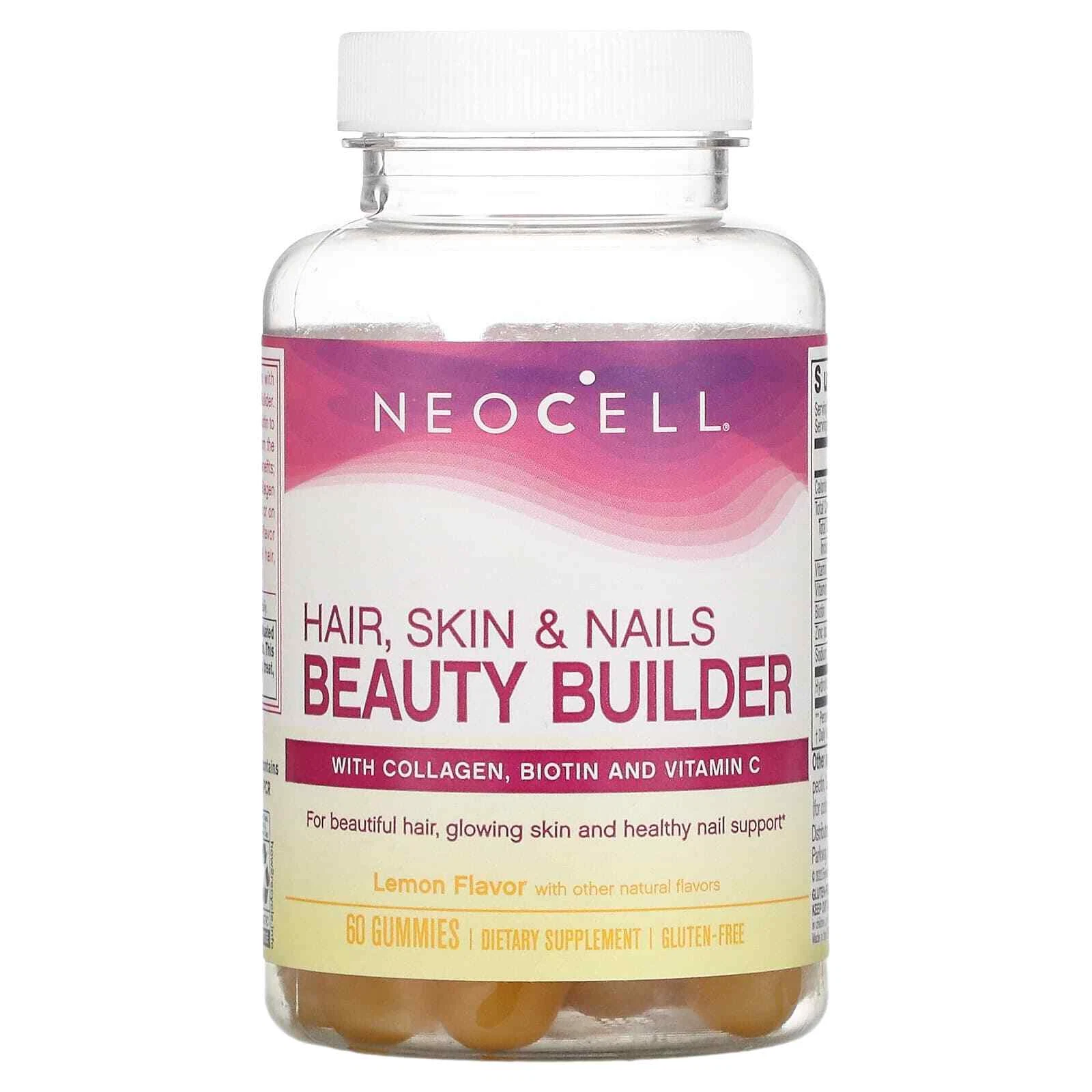 2 X NeoCell, Hair, Skin & Nails Beauty Builder, Lemon, 60 Gummies