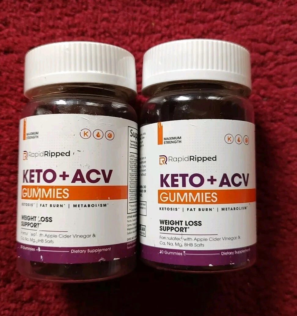 Rapid Ripped Keto, Rapid Ripped ACV Weight Loss & Fat Burn Gummies (2 Pack) 1/27