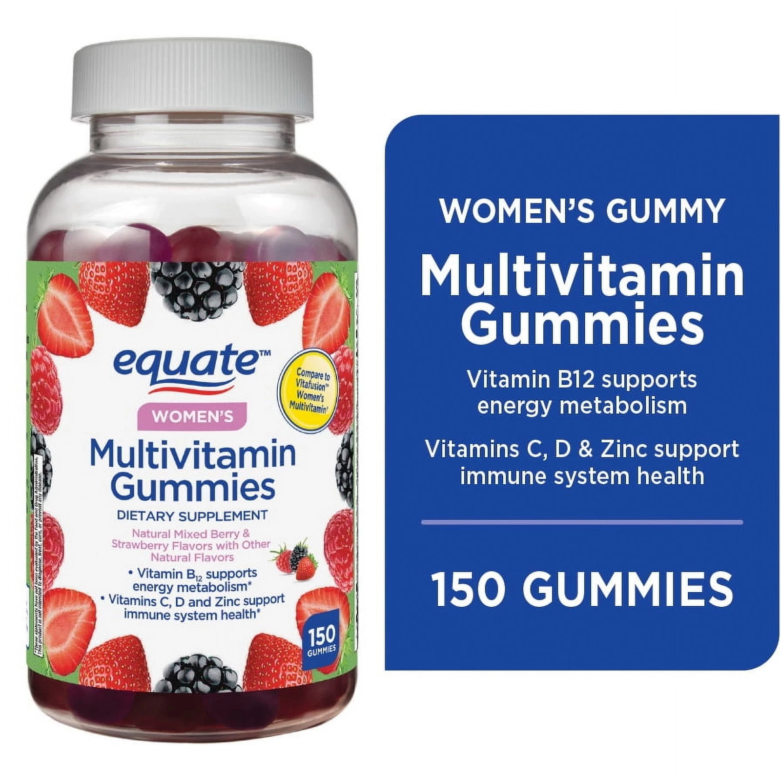 Equate Women's Multivitamin Gummies for General Health, Mixed Berry, 150 Count