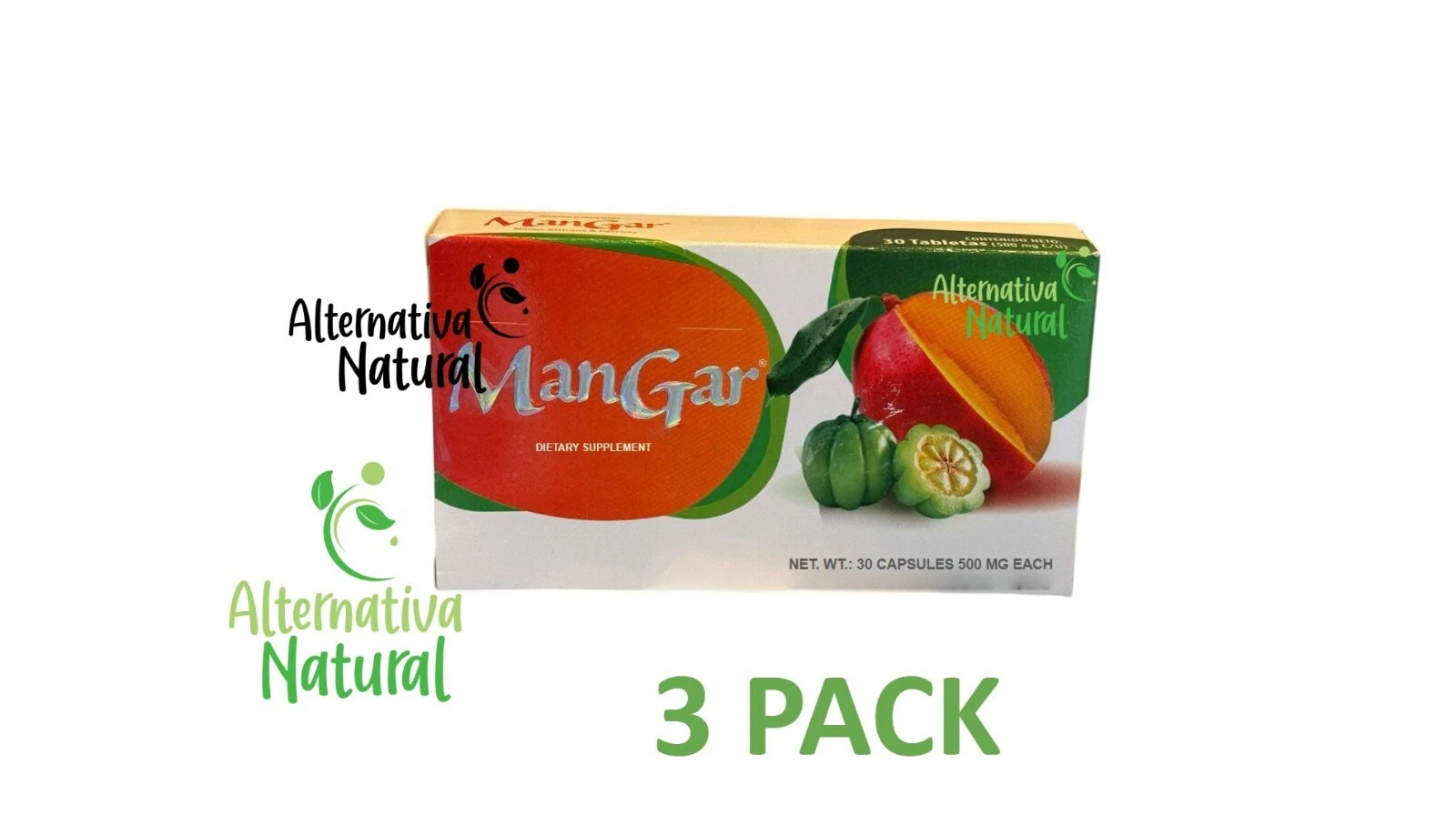 MANGAR 90 TABS 500 MG MANGO AFRICANO & GARCINIA GAMBOGIA - 3 PACK!!!