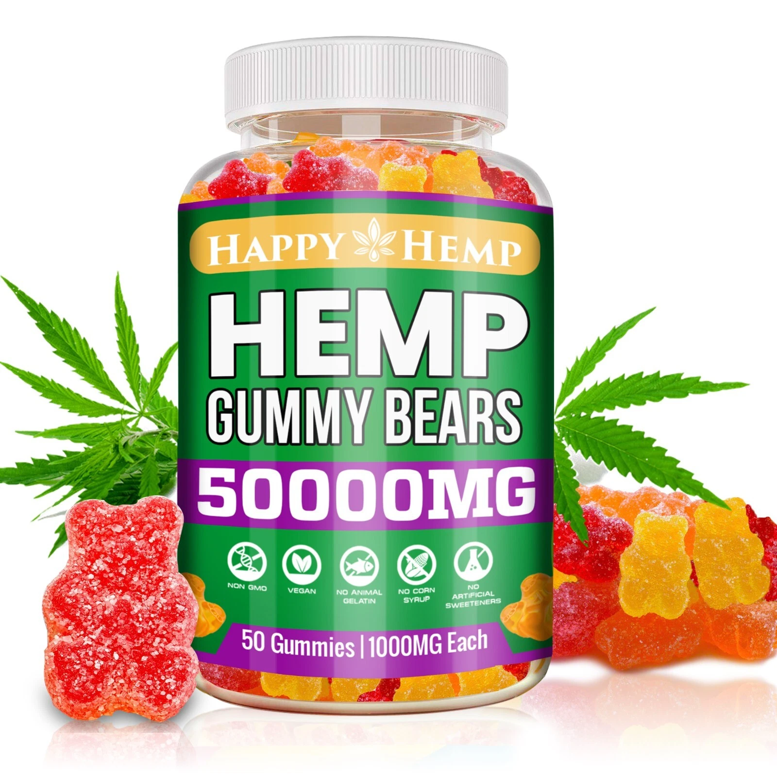 Organic Extra Premium Quality Gummy Bears Health Support Supplement 50000 MG