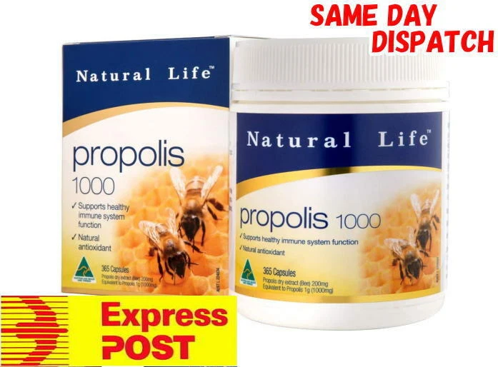 Natural Life Propolis 1000mg 365 Capsules Improved general health Extract Fresh