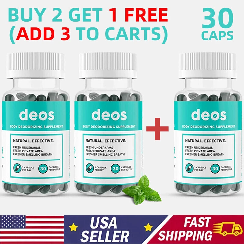 DEOS Internal Deodorant Supplement for Full Body Odor Control, 30 Capsules