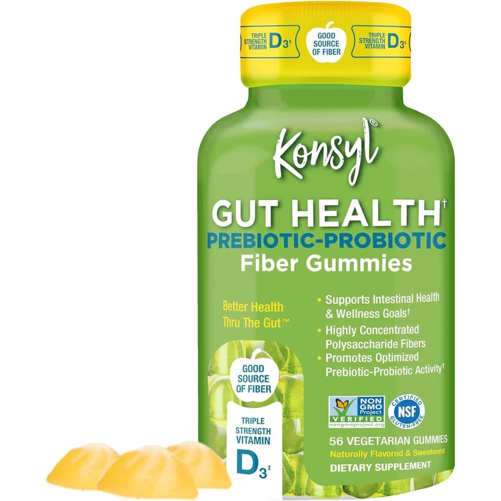 Konsyl Gut Health Prebiotic - Probiotic Fiber Gummies - Helps Support Digestive