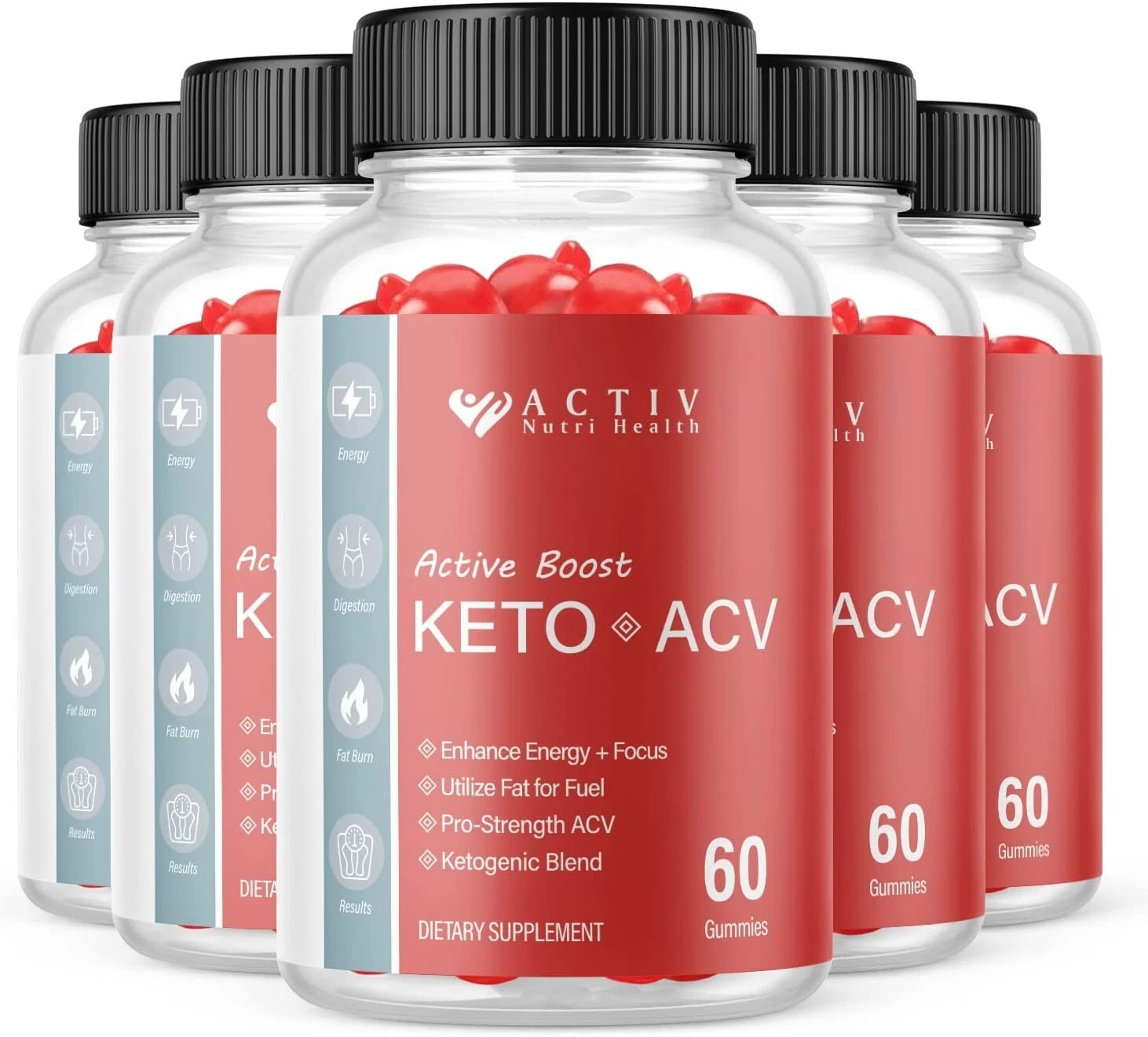 5 - Activ Keto ACV Gummies - Active Boost, Vegan, Weight Loss Supplement - 300