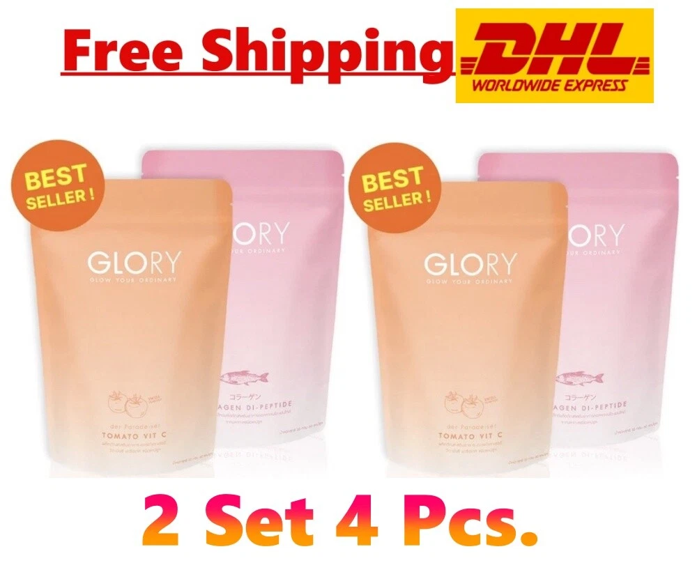 4x Glory Collagen Dipeptide + Tomato Vit C Brightening Skin Clear Radiance Set