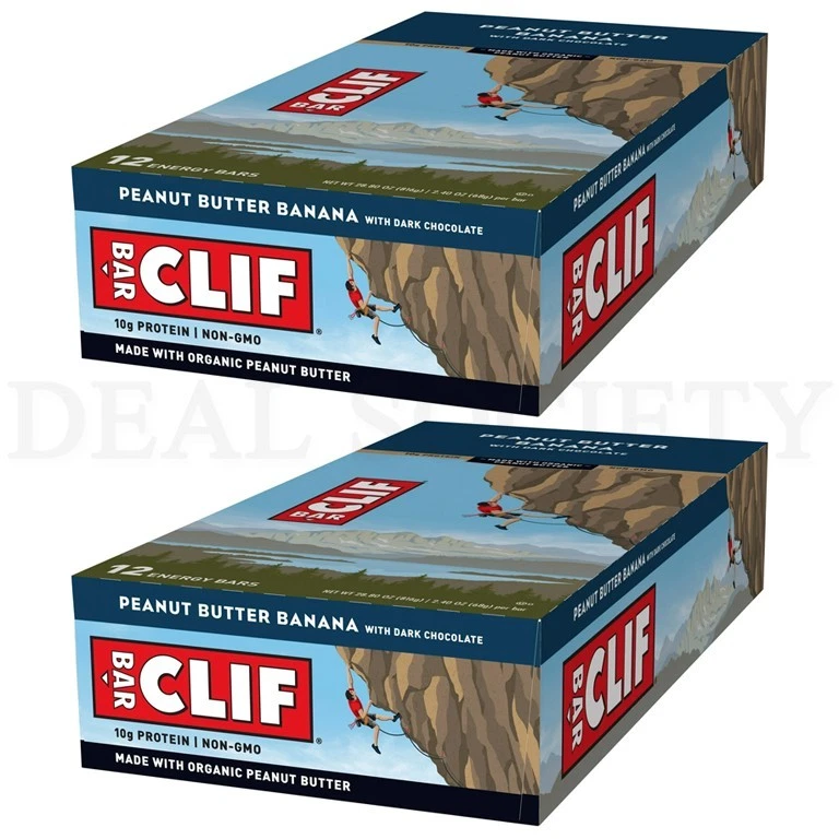 CLIF BAR Peanut Butter Banana Dark Chocolate 2.4oz 12 Count Each Lot of 2