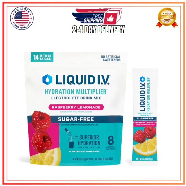 Liquid I.V. Hydration Multiplier Sugar Free – Raspberry Lemonade, 14 Servings