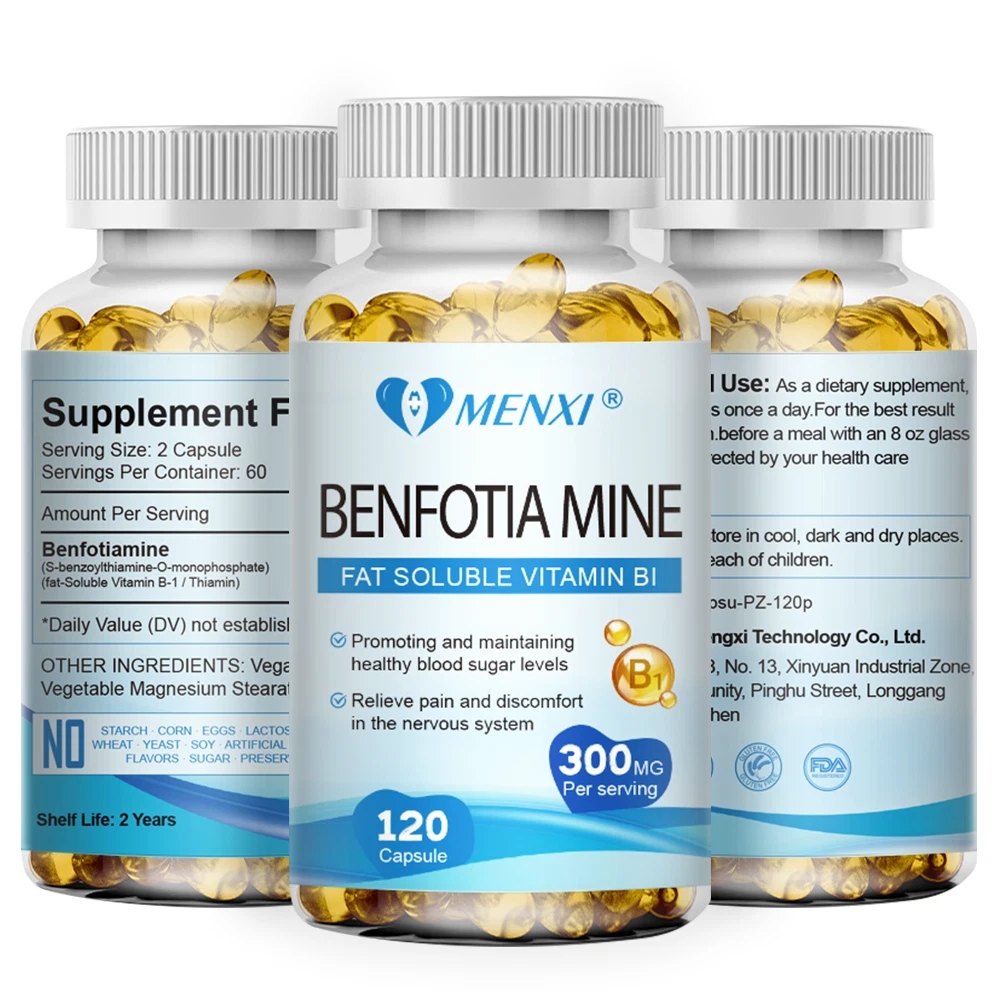 Benfotiamine 300mg, 120 Veggie Capsules - Gluten Free and Non-GMO No Stearates