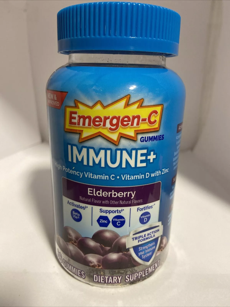 Emergen-C Immune+ Elderberry Zinc Vitamins C & D, 36 Gummies Exp 04/2025