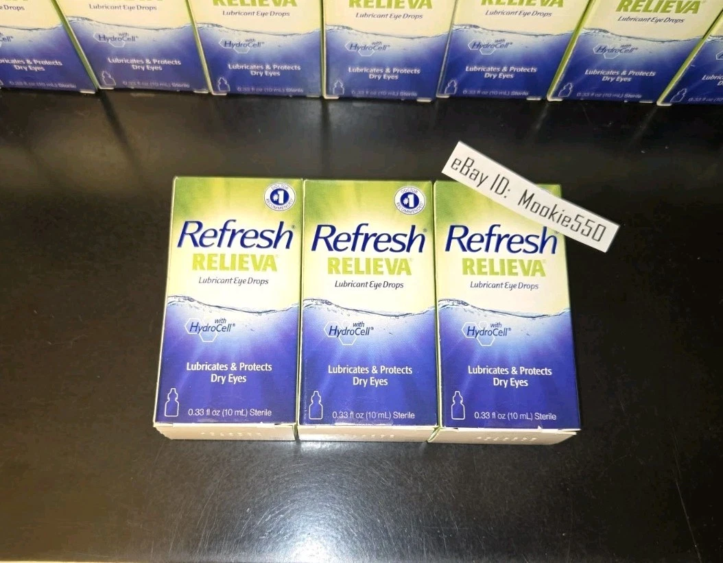 EXP 07/2026+! 3 Lot REFRESH RELIEVA Lubricant Eye Drops 0.33oz 10mL NEW BOX LOOK