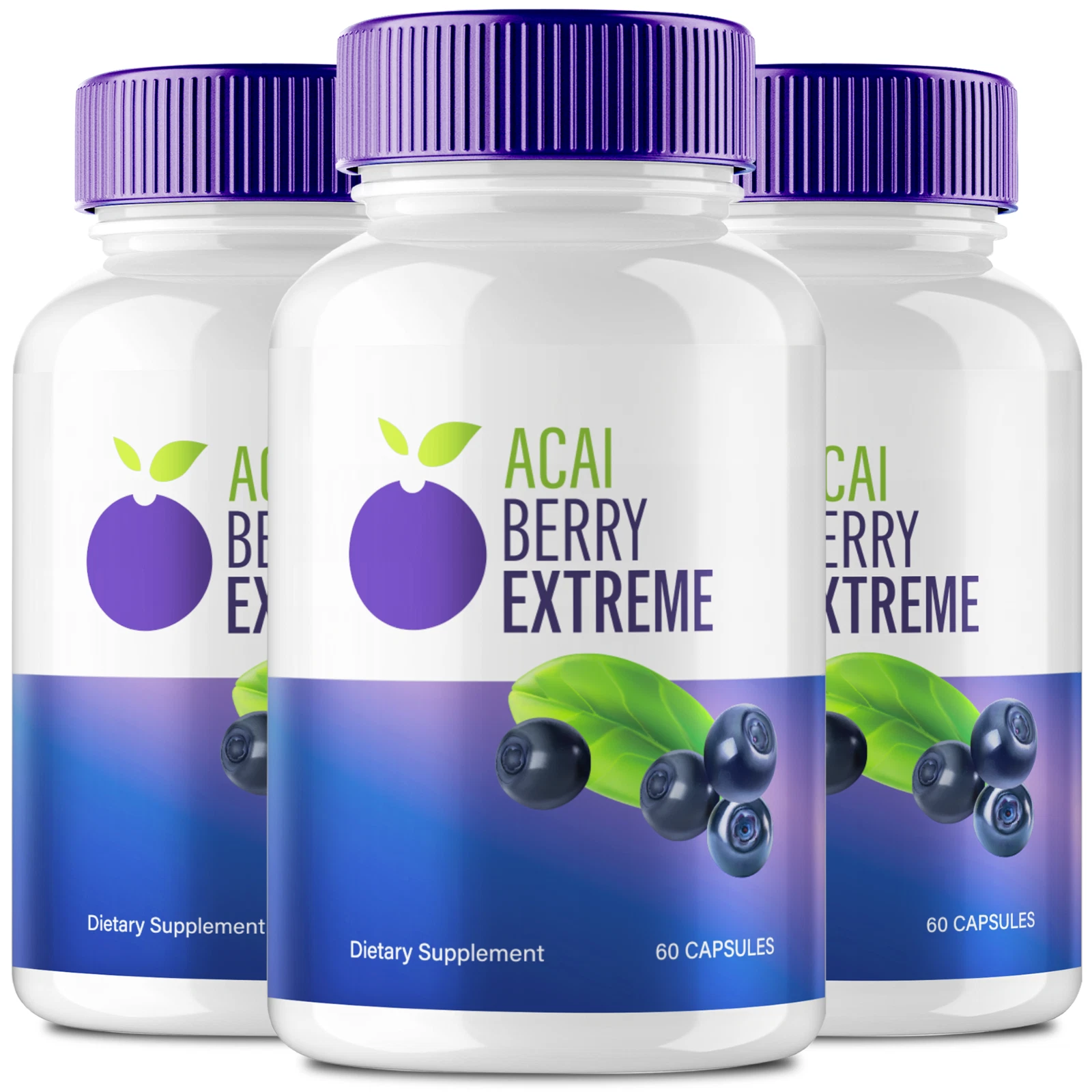 (3 Pack) Acai Berry Extreme Advanced Weight Loss Pills Burn Stubborn Fat Energy
