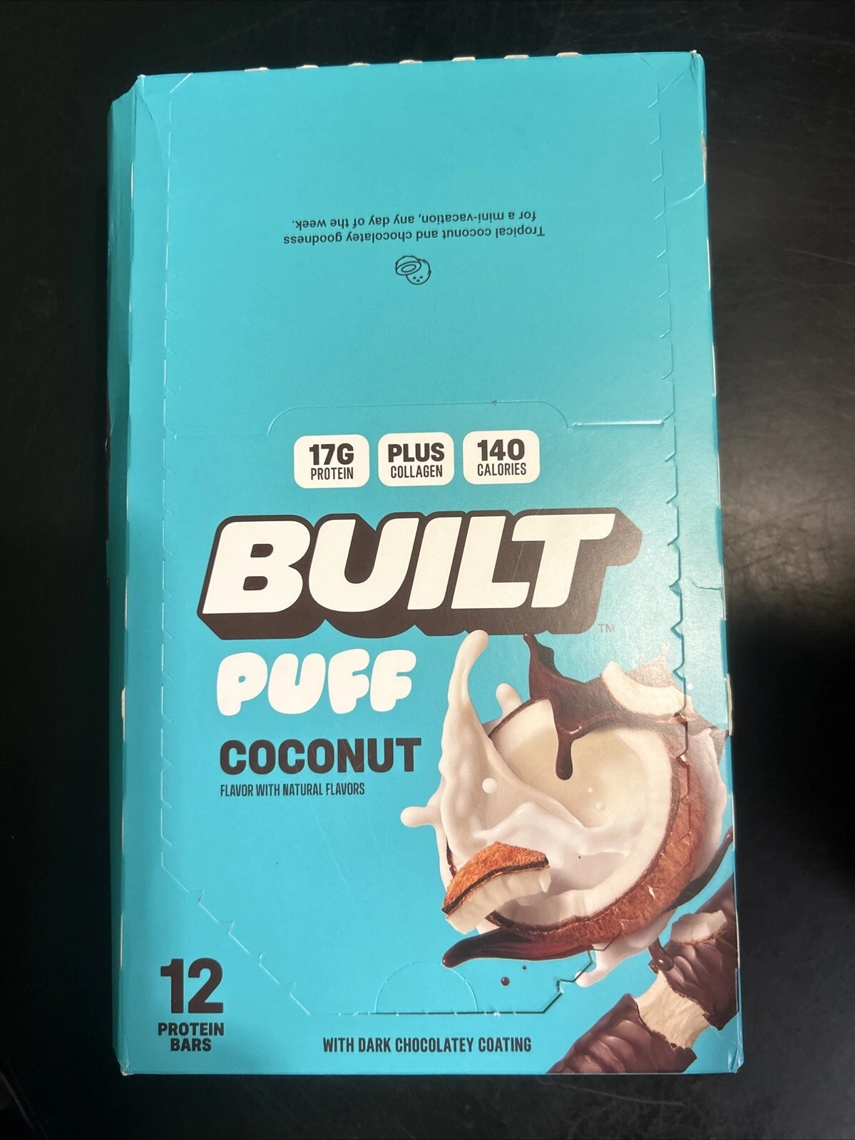 12 DAMAGED CoconutPuff Built Bars 17g Protein 7g Sugar Dec 2025