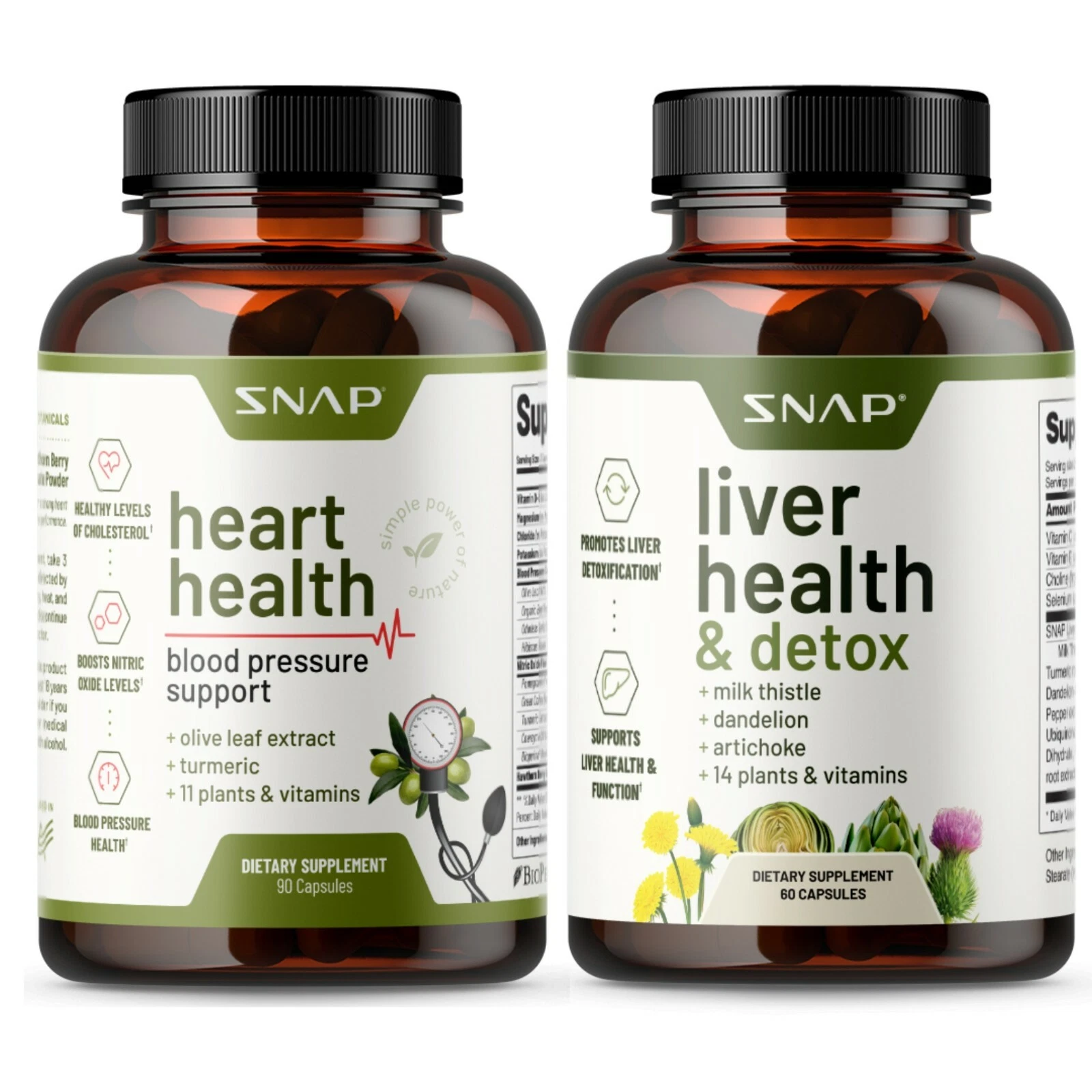 Heart Health Blood Pressure Support & Liver Health Support Supplements Bundle