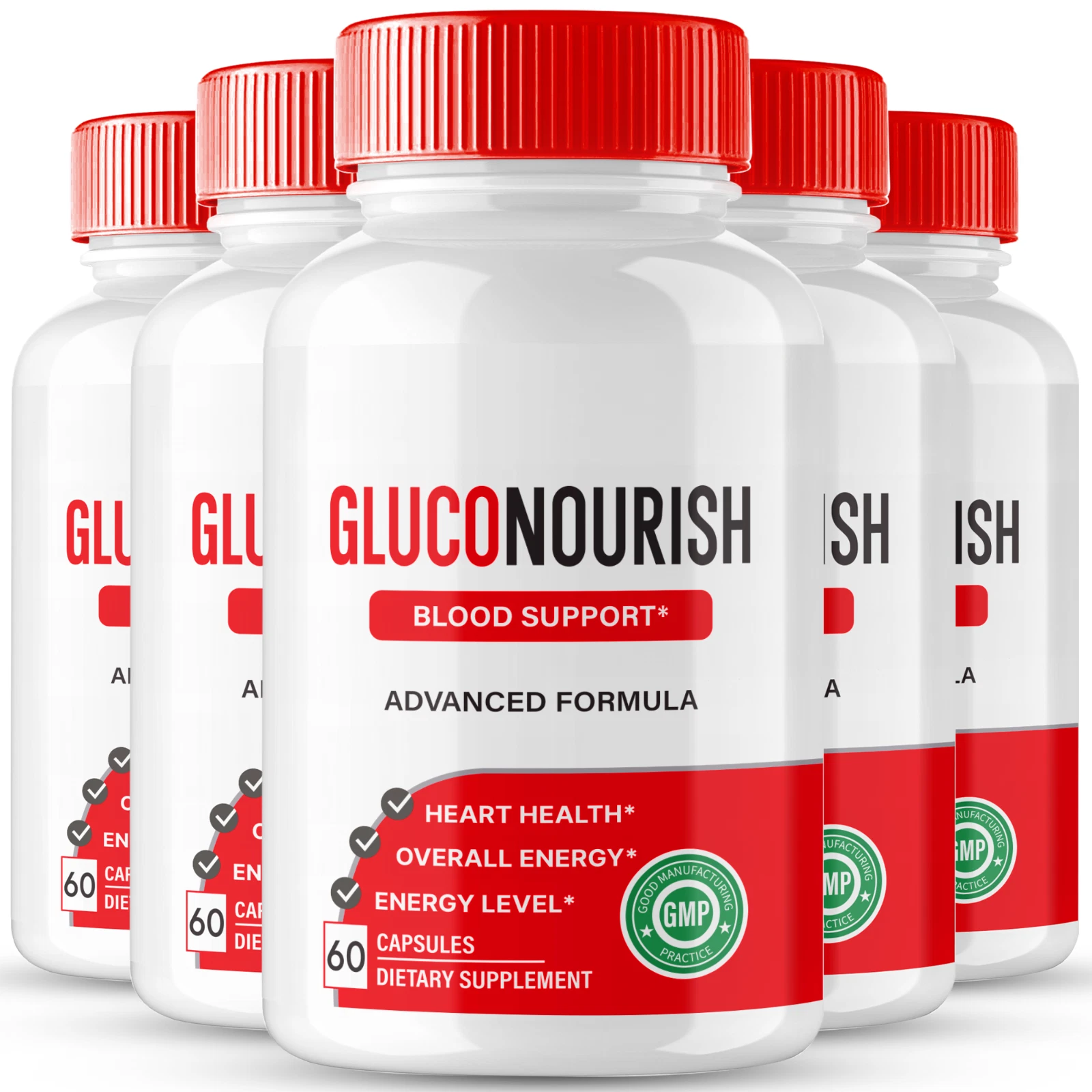 (5 Pack) Gluco Nourish Blood Sugar Balance, GlucoNourish Heart Health Pills