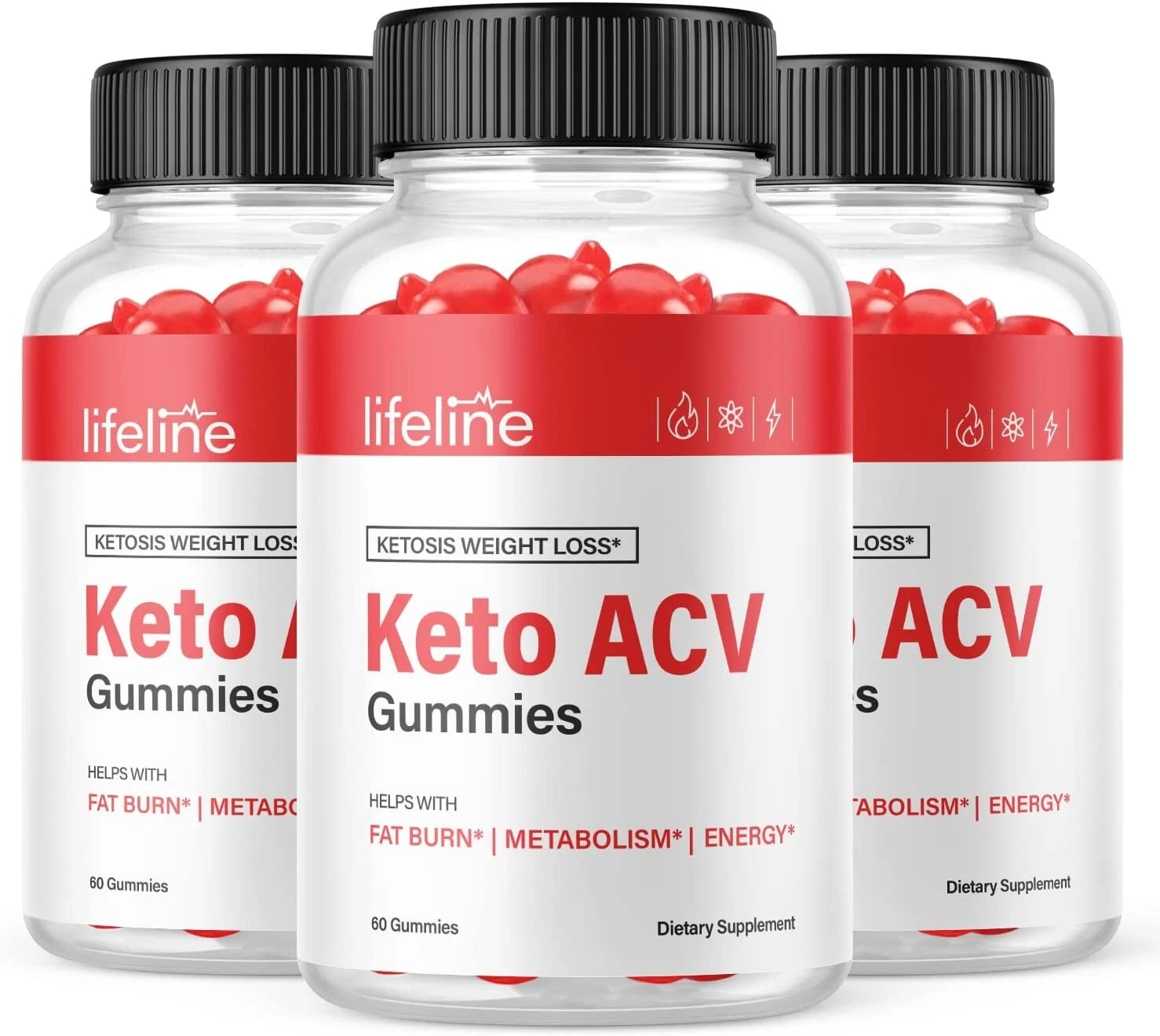 3 Pack- Lifeline Keto ACV Gummies, Weight Loss, Appetite Suppressant-180 Gummies