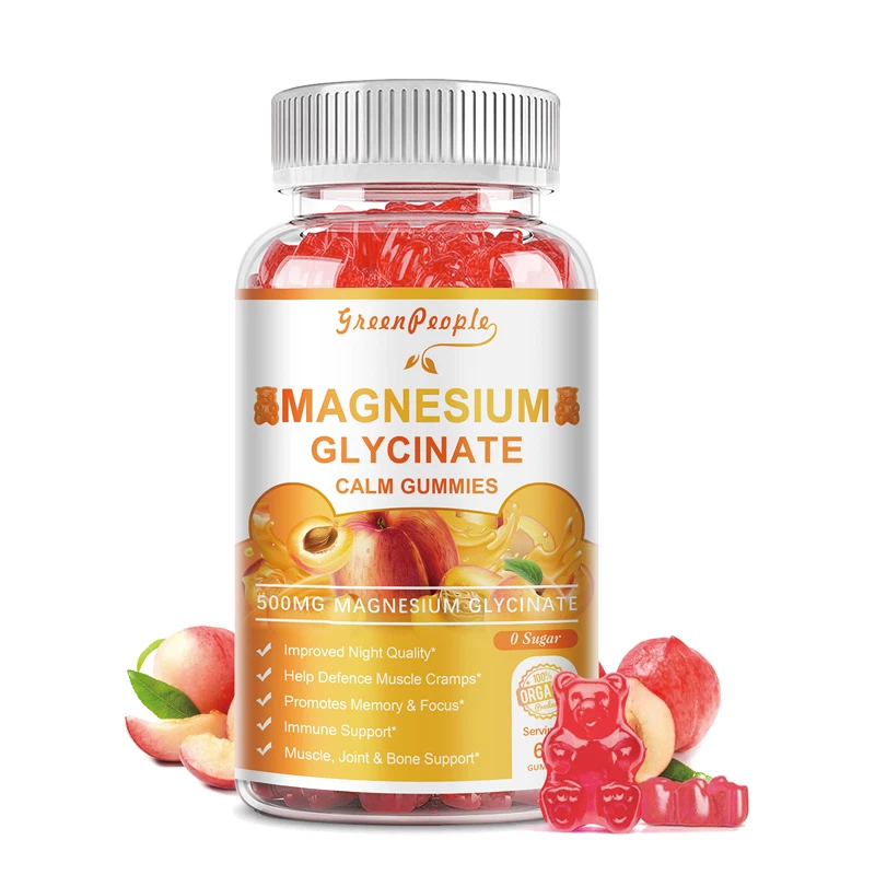 Magnesium Glycinate Gummies 600mg High Absorption - Peach Flavor 60 Gummies