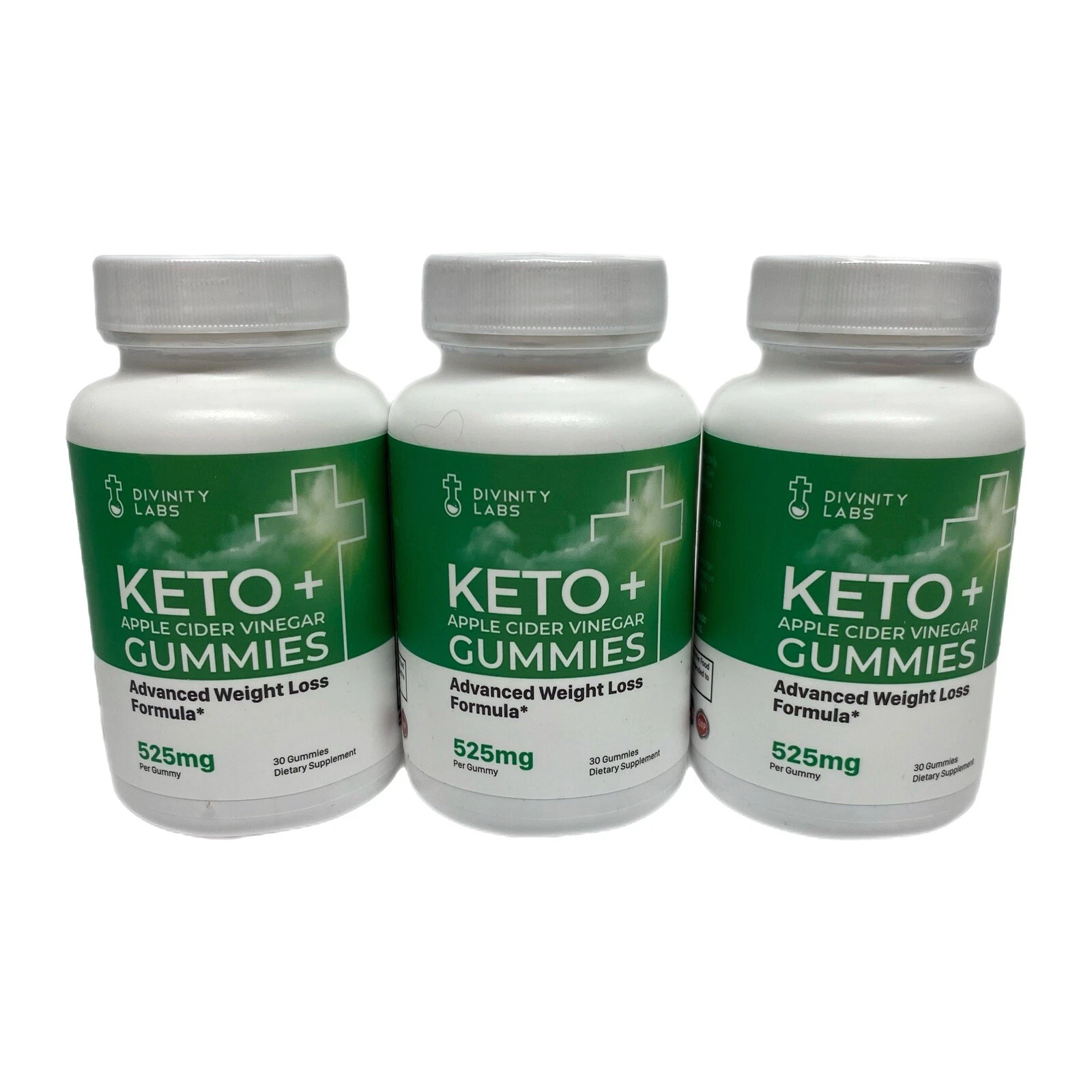Divinity Labs Keto + ACV Advanced Weight Loss Formula 525 MG 30 Gummies-Lot Of 3