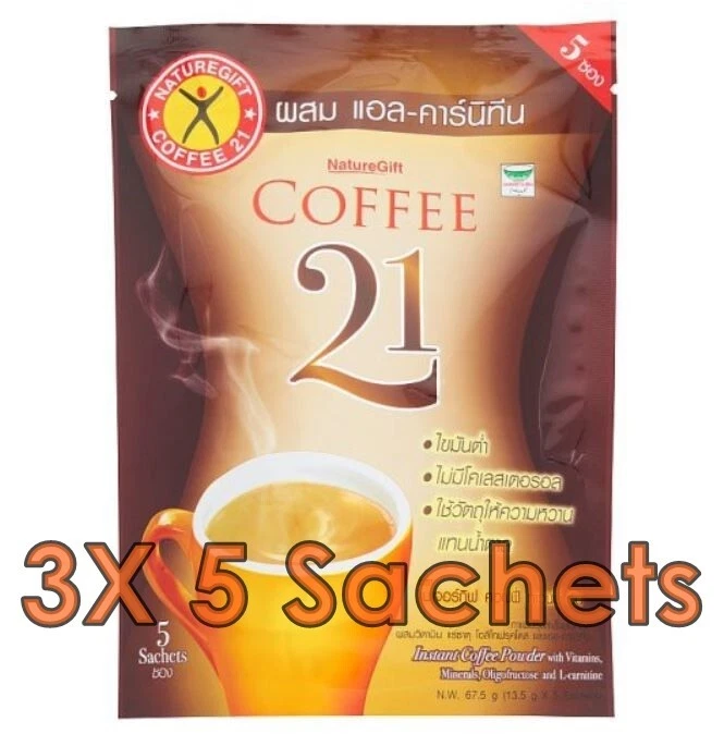 3 Packs NatureGift Slimming Diet Weight Loss 21 Plus L Carnitine Instant Coffee