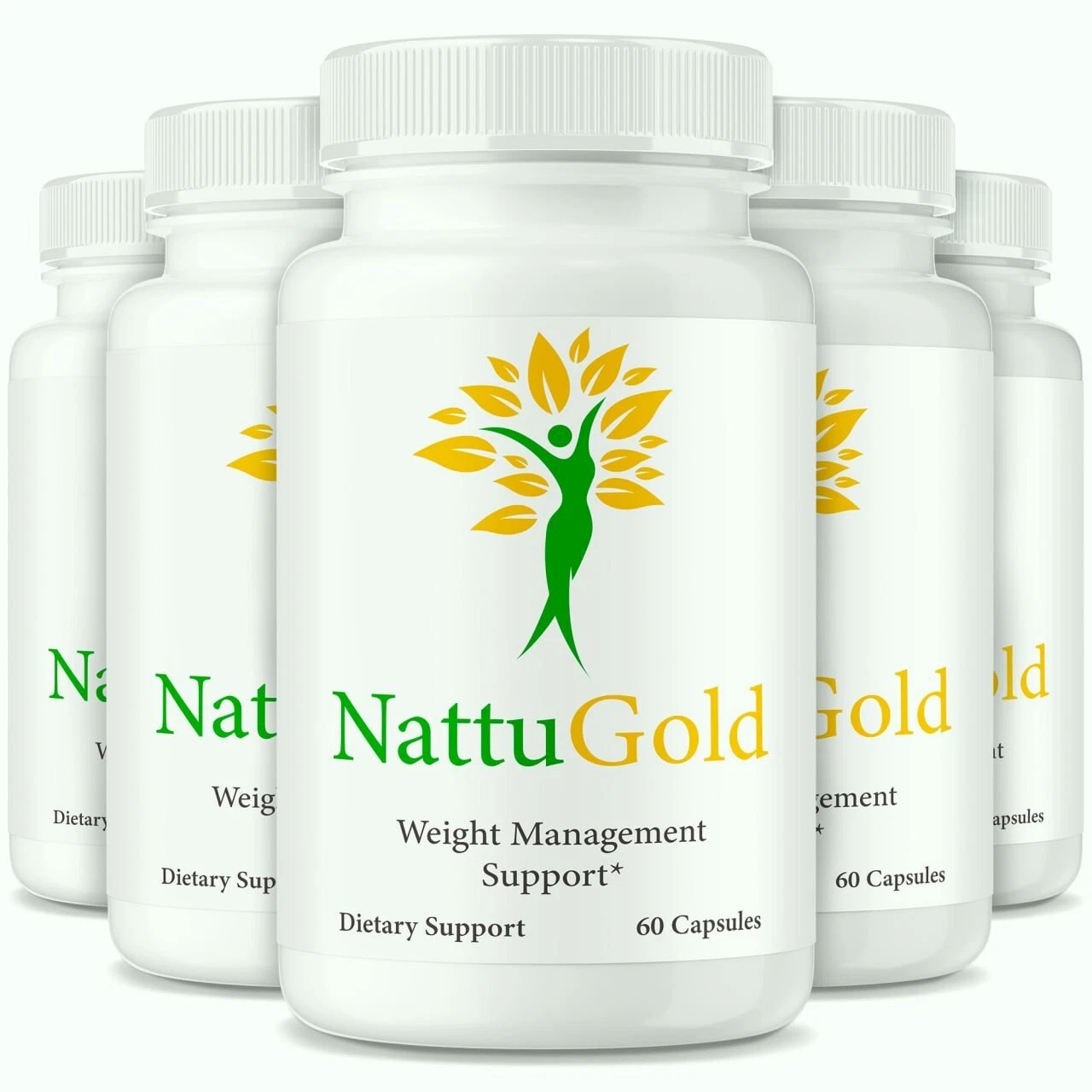 (5 Pack) NattuGold Weight Loss Pills , Nattu Gold Advanced Fat Burning Formula