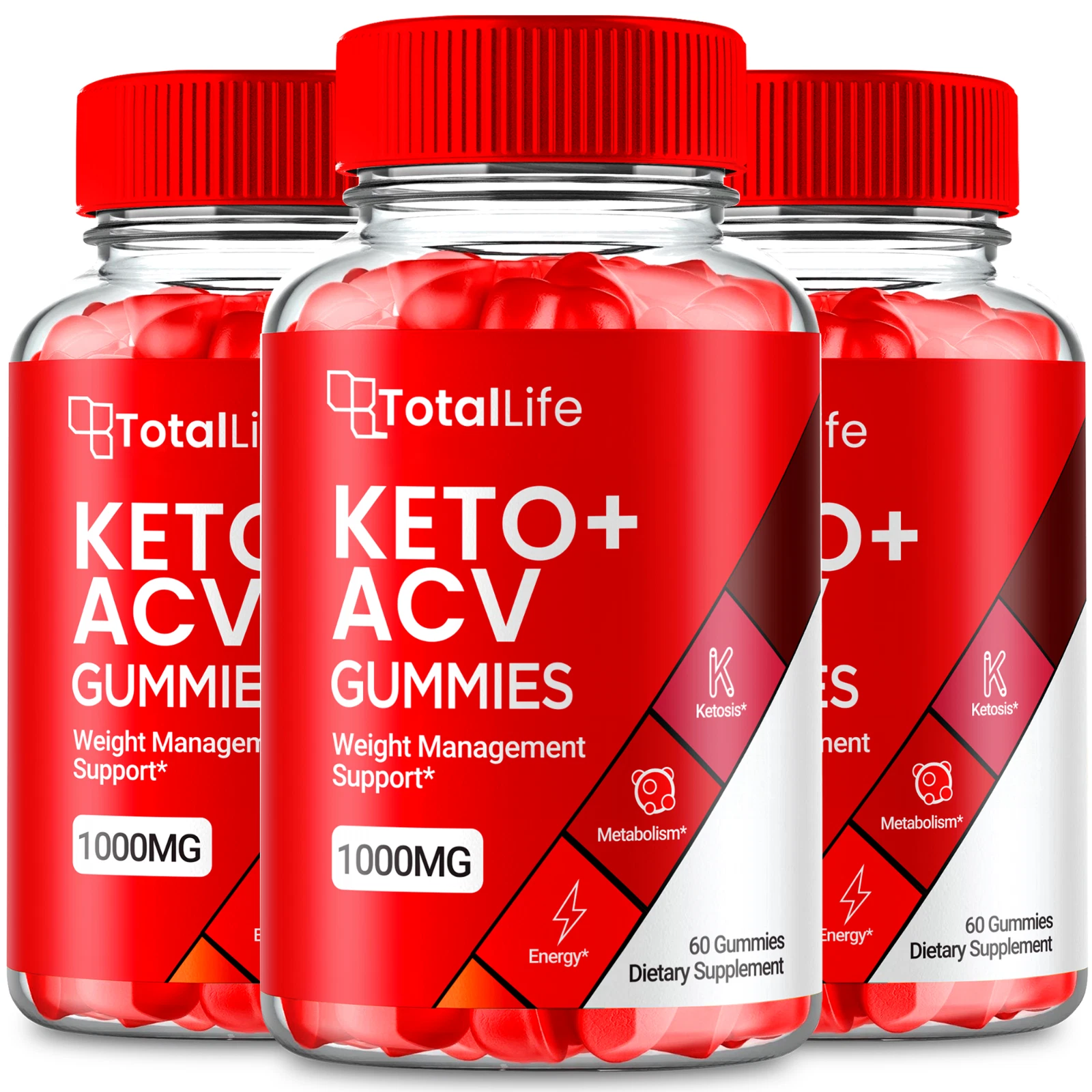 (3 Pack) Total Life Keto ACV Gummies, TotalLife Weight Loss Gummy (180 Gummies)