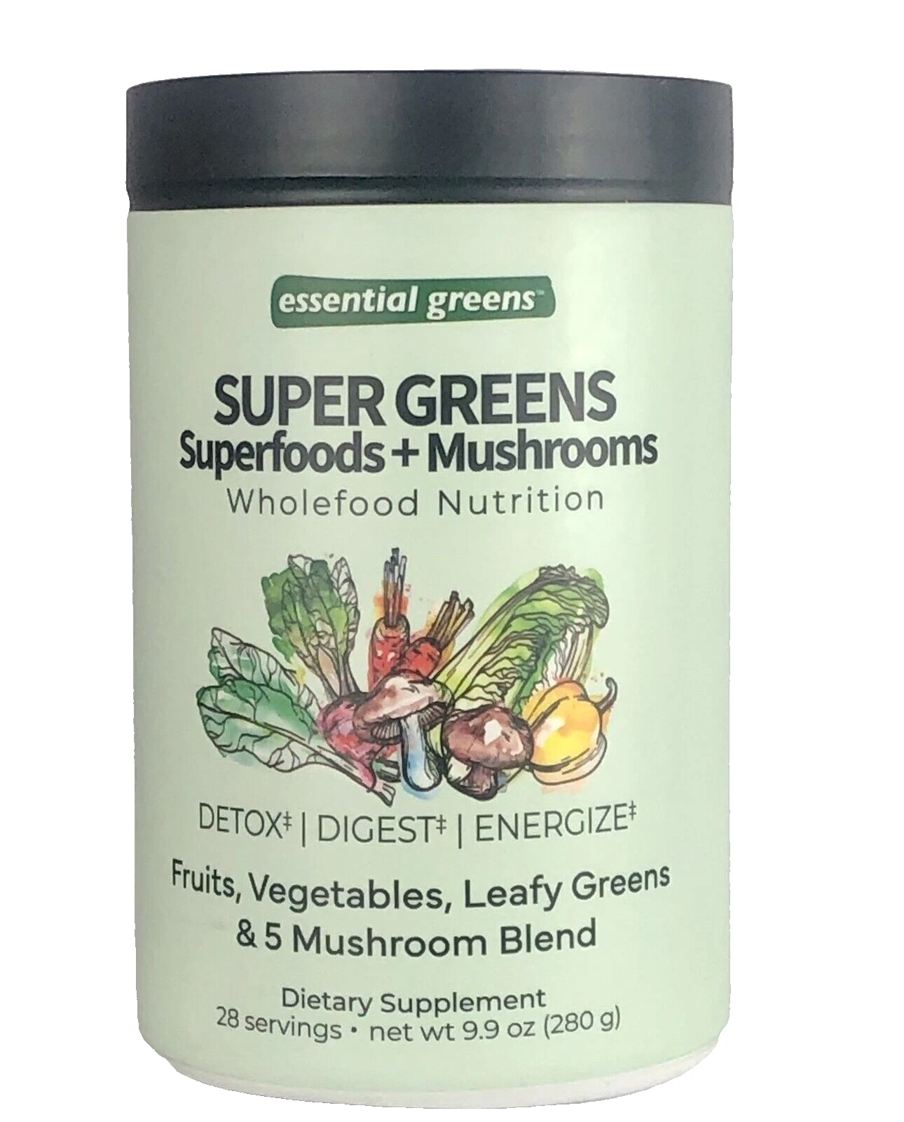 Essential Greens Super greens Superfoods + Mushrooms Detox/Digest/Energize9.9 oz
