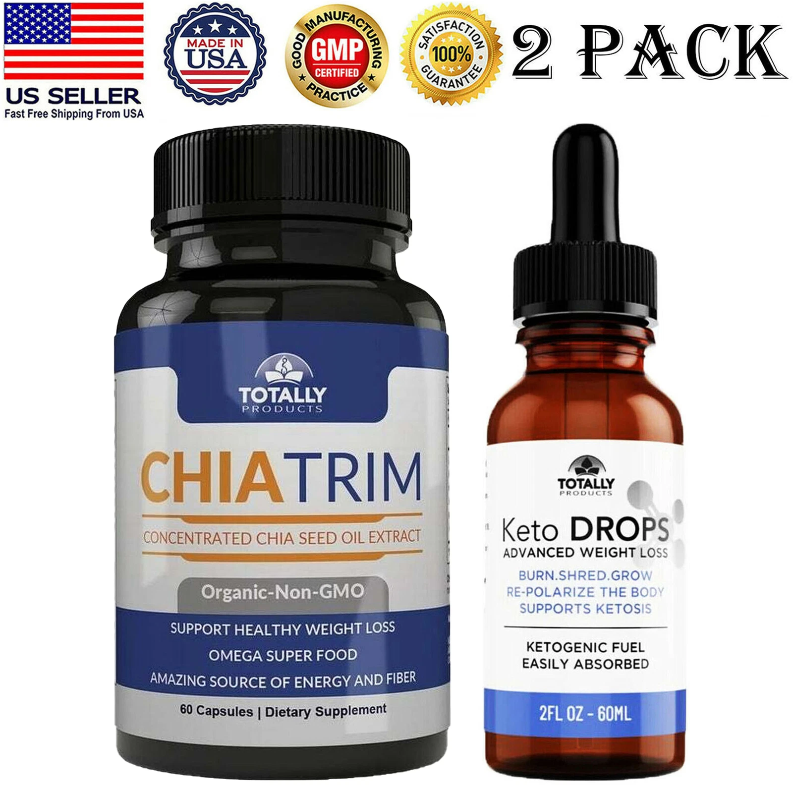 Chia Seed Oil Extract Appetite Control Dietary Capsules Keto Drops Weight Loss