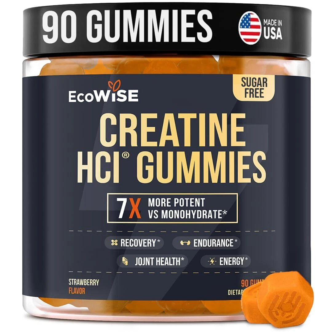 EcoWise Wellness Creatine HCL Gummies 750mg Chewable Gummies for Men & Women ...