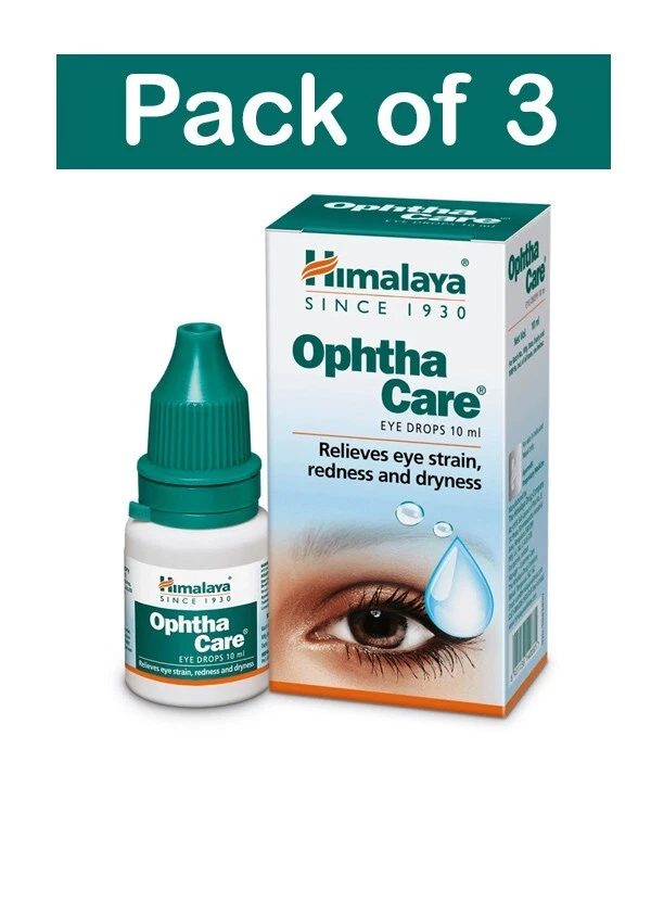 Pack of 3 Himalaya OphthaCare Eye Drops 10ml Relieves Eye Strain & Infections