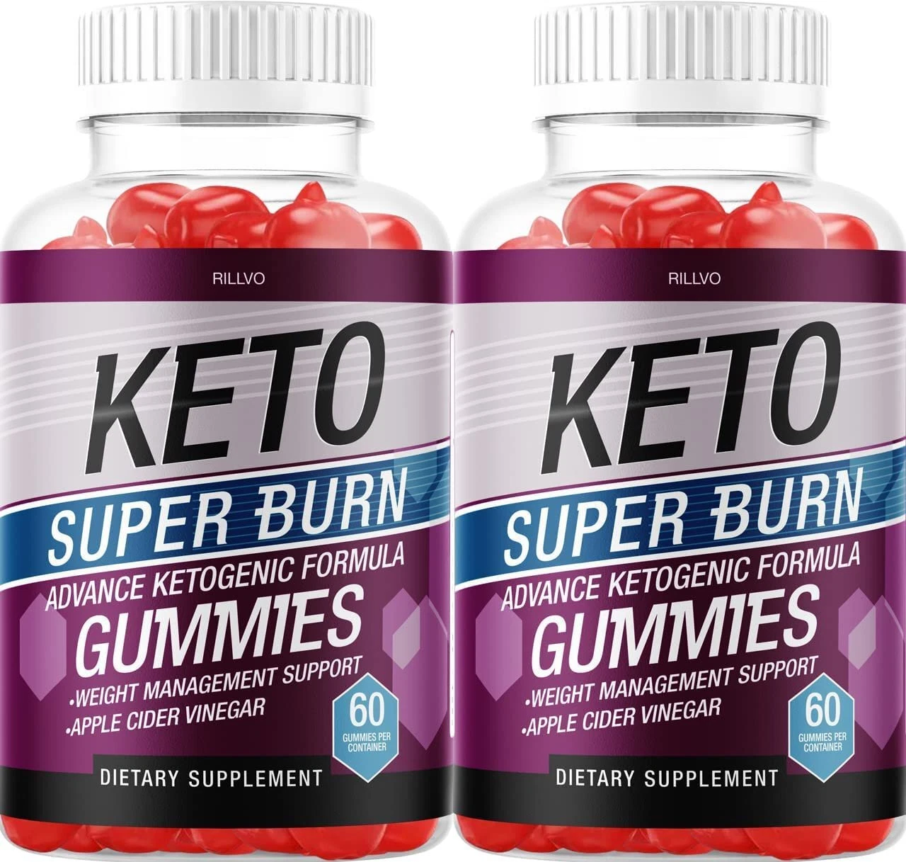 Rillvo (2 Pack) Keto SuperBurn Gummies ACV Gummies with Apple Cider Vinegar...
